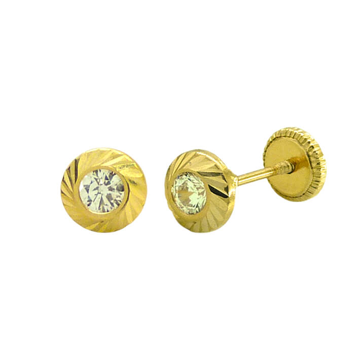 Pendientes redondos brillo circonita oro 18k