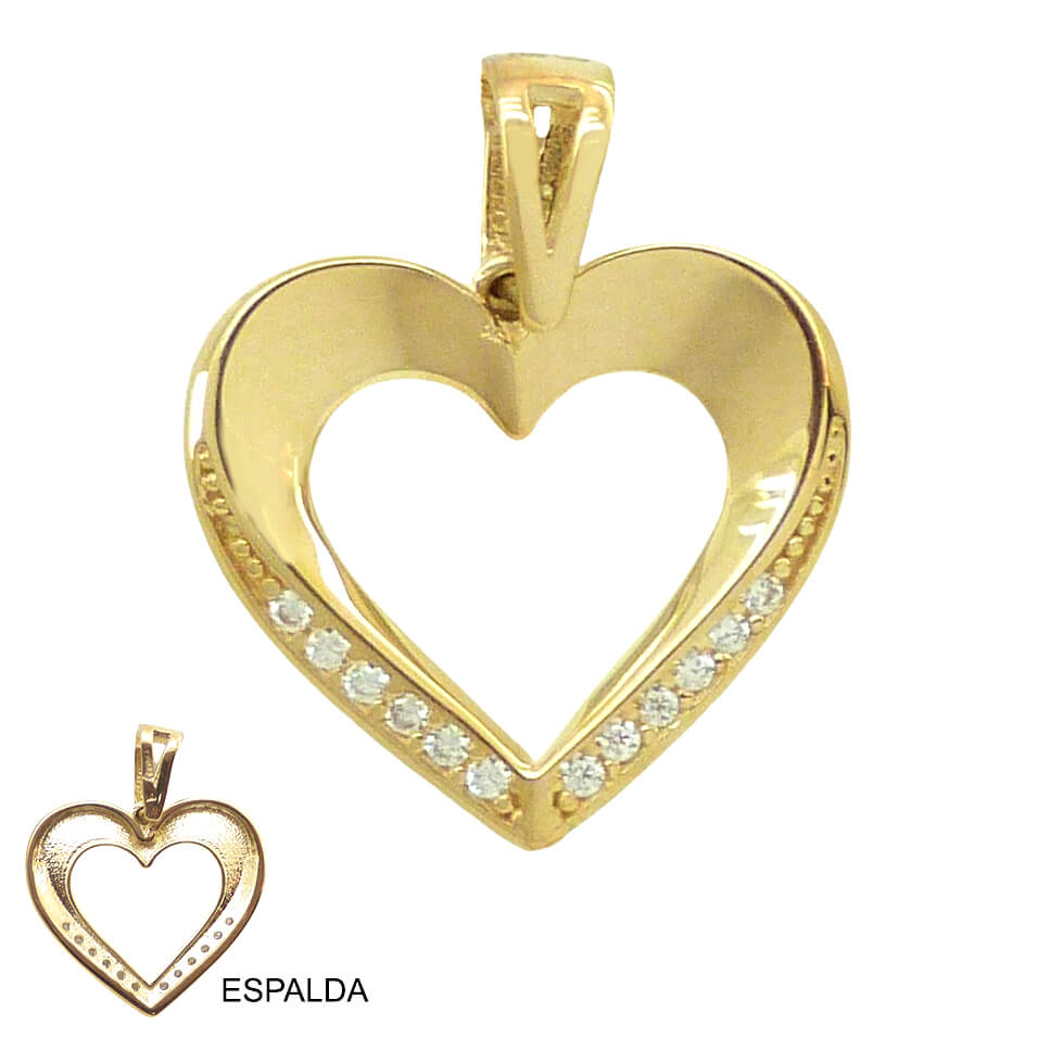 Colgante corazón con circonitas brillo oro 18k