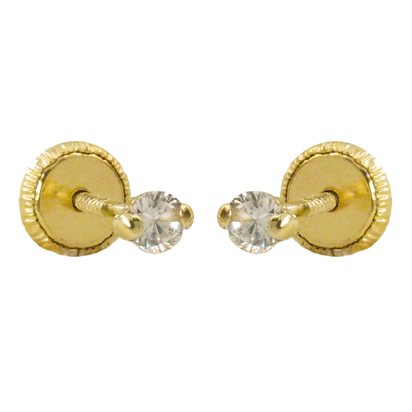 Pendientes circonita de 3mm con garras oro 18k
