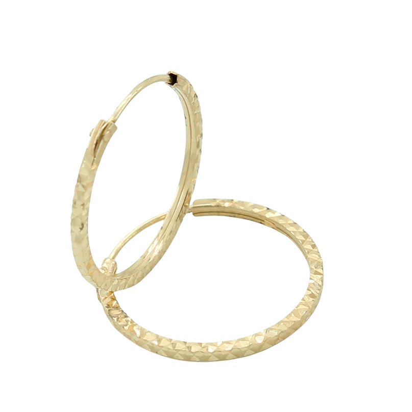 Pendientes aro tallados brillo 10x2mm oro 18k