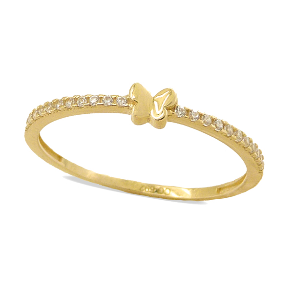 Anillo fino brillo mariposa con circonitas oro 18k