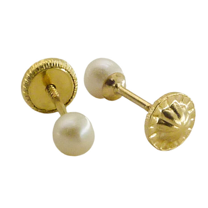 Pendientes perla redonda oro 18k
