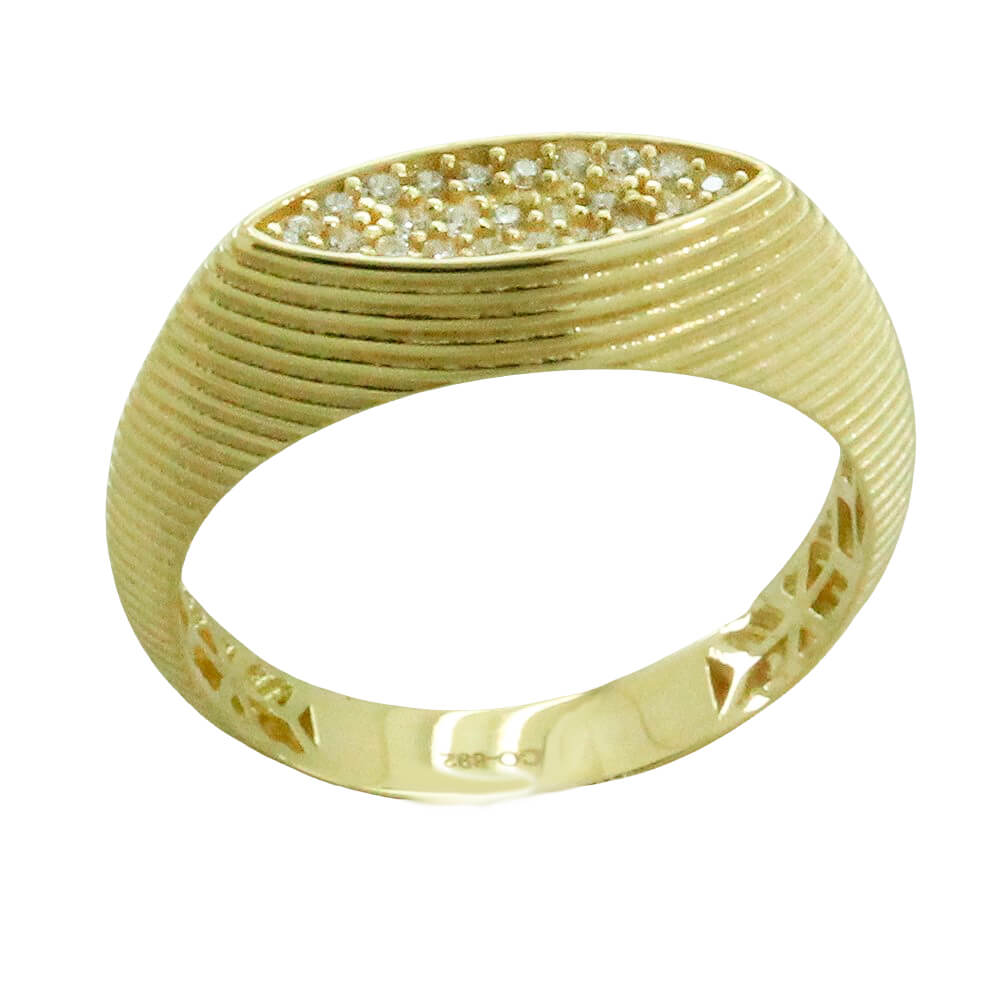 Anillo con circonitas Cabeza de 7mm. tallado brillo oro 18k