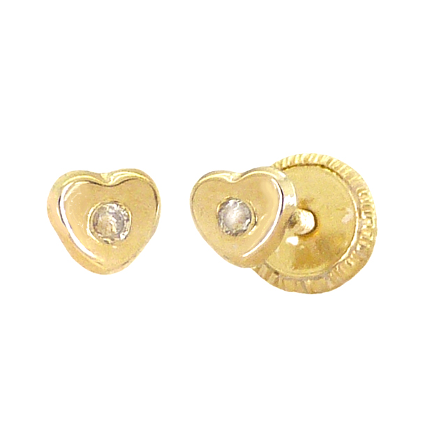 Pendientes corazón con circonita brillo oro 18k