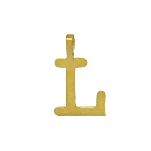 Colgante letra L lisa brillo oro 18k