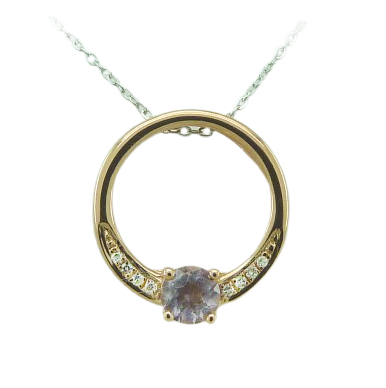 Gargantilla redonda topacio y diamantes oro rosa y blanco 18k