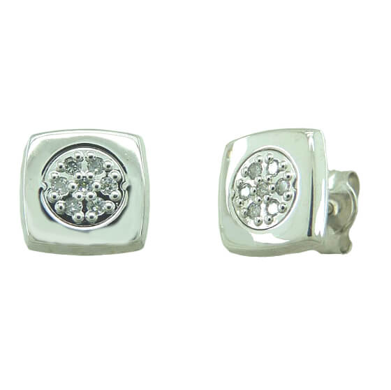 Pendientes cuadrados brillo diamantes oro blanco 18k