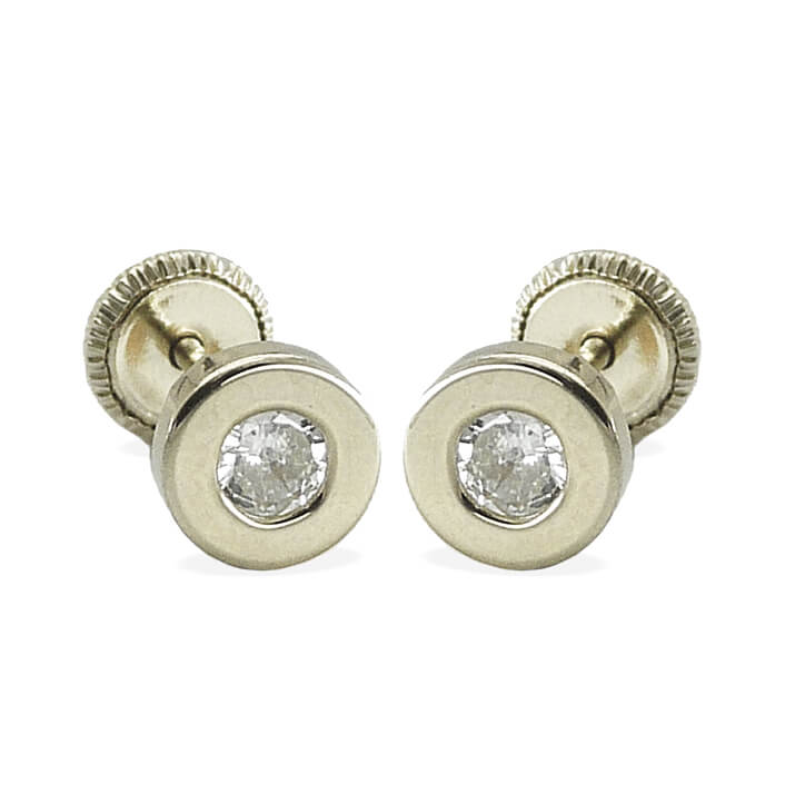 Pendientes donut circonita de 5mm. oro blanco 18k
