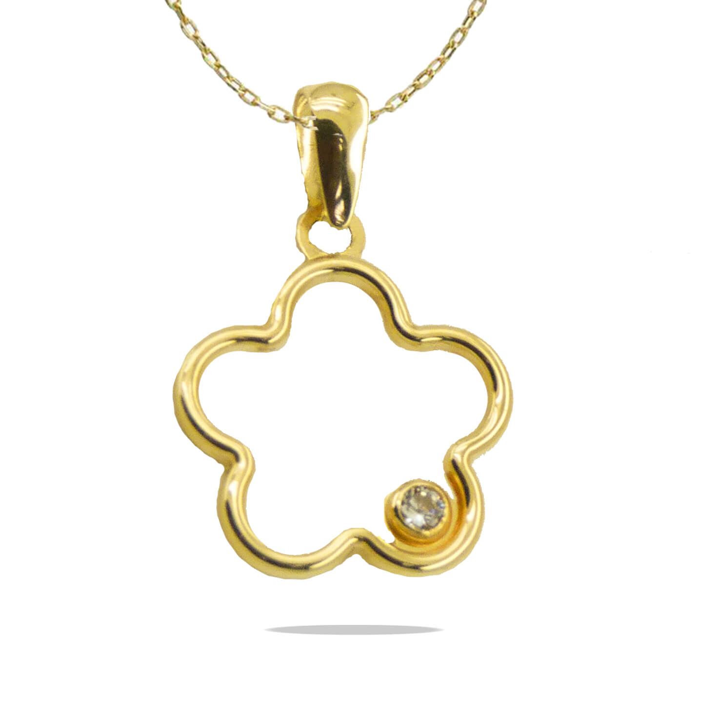 Gargantilla con silueta de flor con circonita oro 18k
