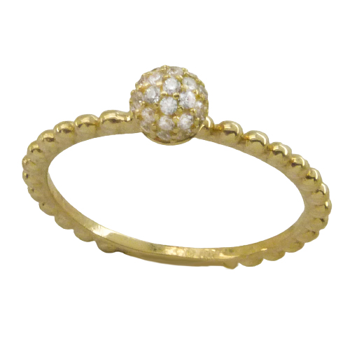 Anillo de bolas con cabeza de circonitas oro 18k
