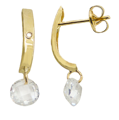 Pendientes barra brillo y circonita oro 18k
