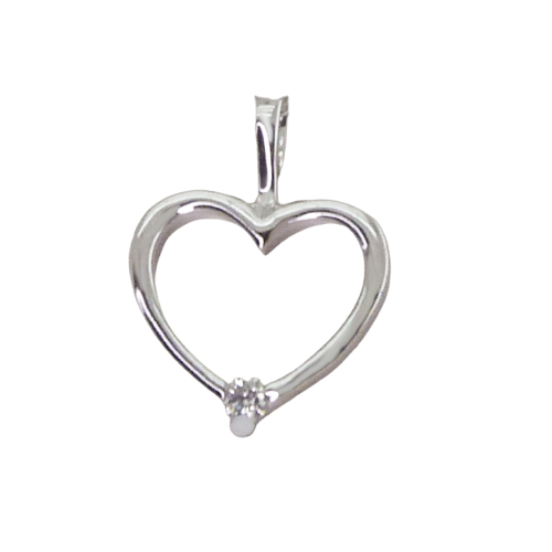 Colgante corazón brillo diamantes oro blanco 18k