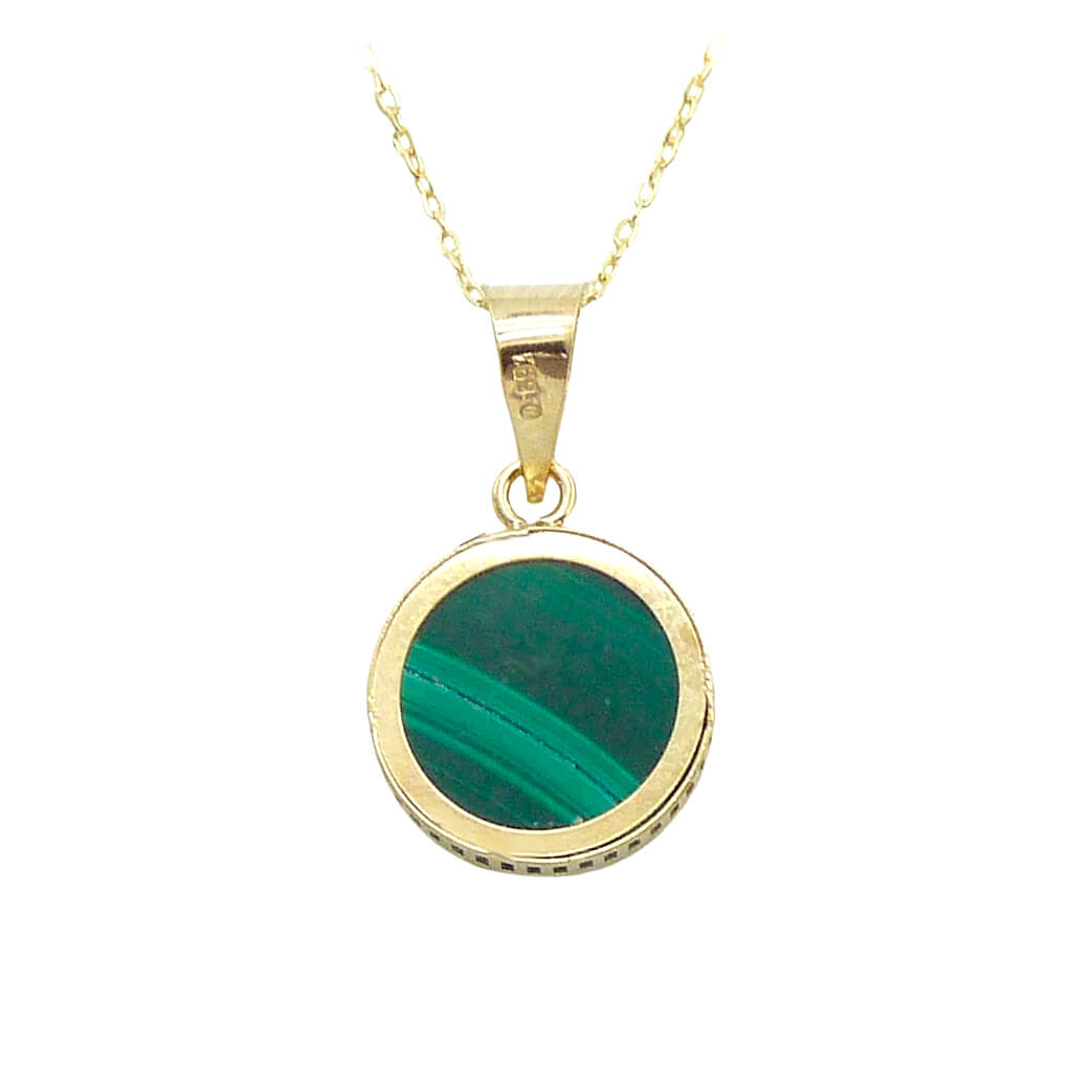 Gargantilla circulo con malaquita verde oro 18k