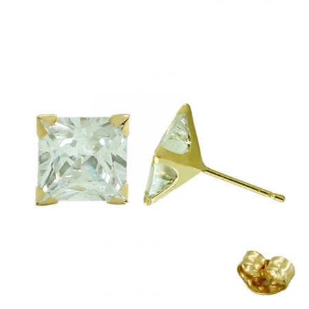 Pendientes "Beckham" circonita carré 6x6mm. oro 18k