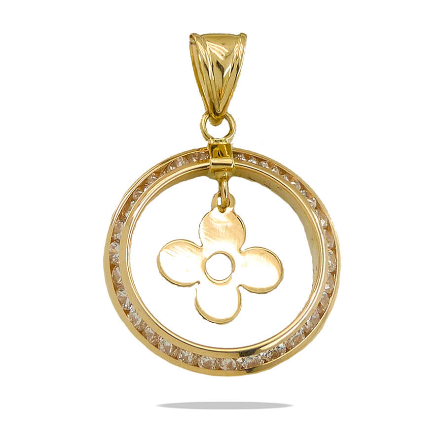 Colgante circulo con circonitas oro 18k