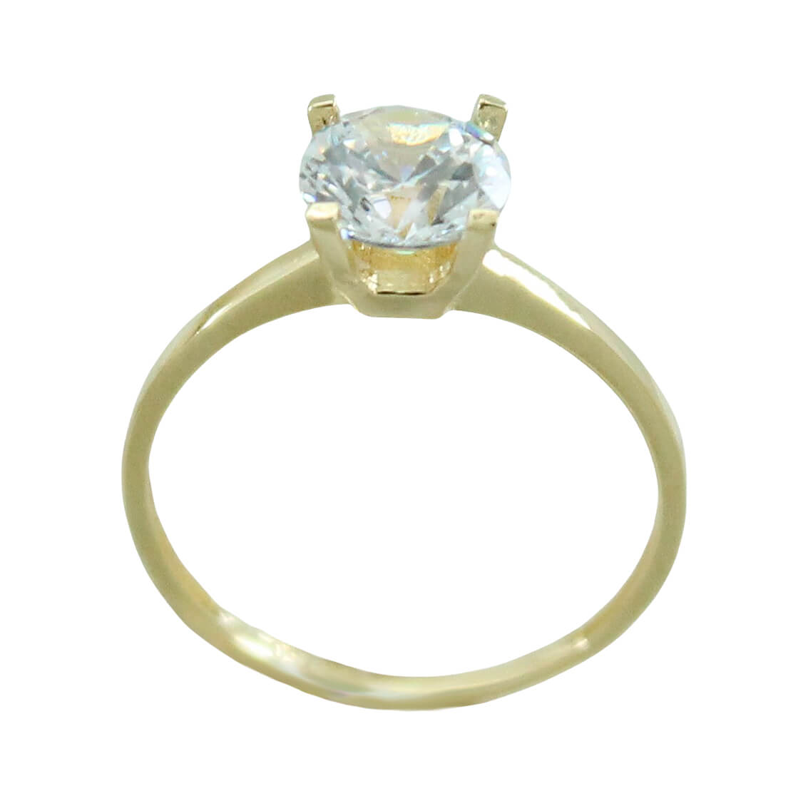 Solitario brillo clásico con circonita 4 garras oro 18k