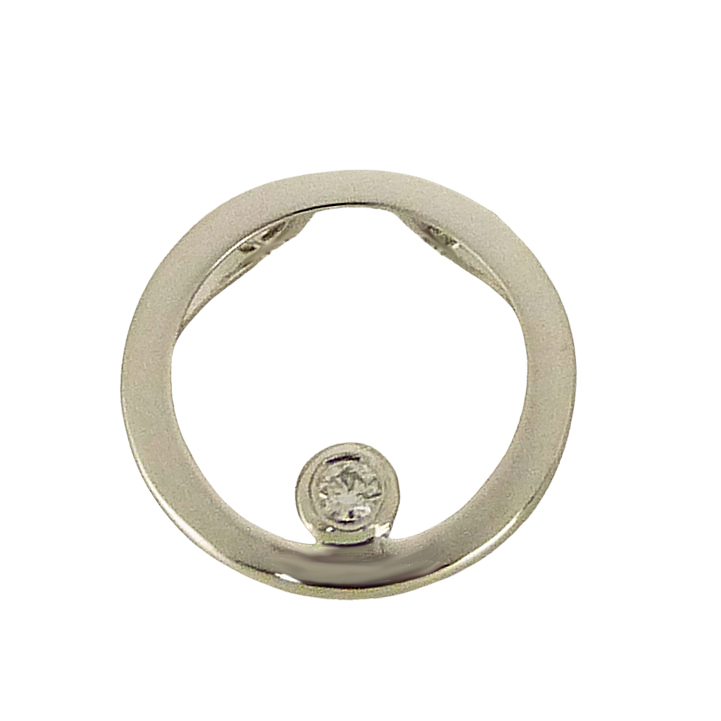 Colgante circulo liso brillo diamante oro blanco 18k