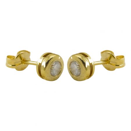 Pendientes chatón con circonita de 4mm.en oro 18k