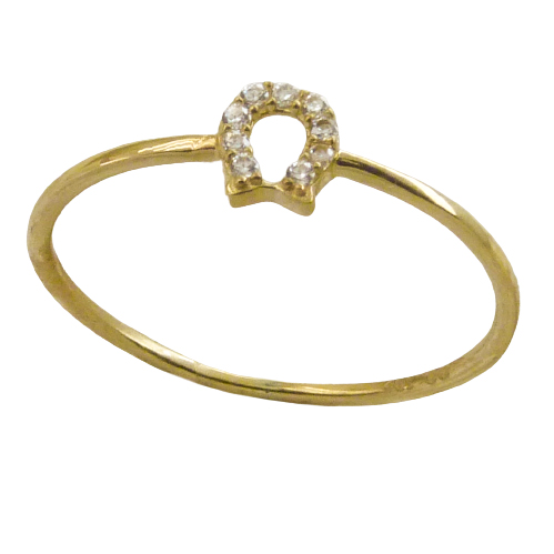Anillo fino brillo herradura con circonitas oro 18k