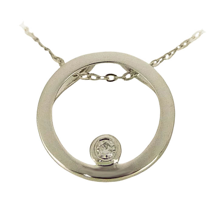 Gargantilla redonda y diamante bocelado oro blanco 18k