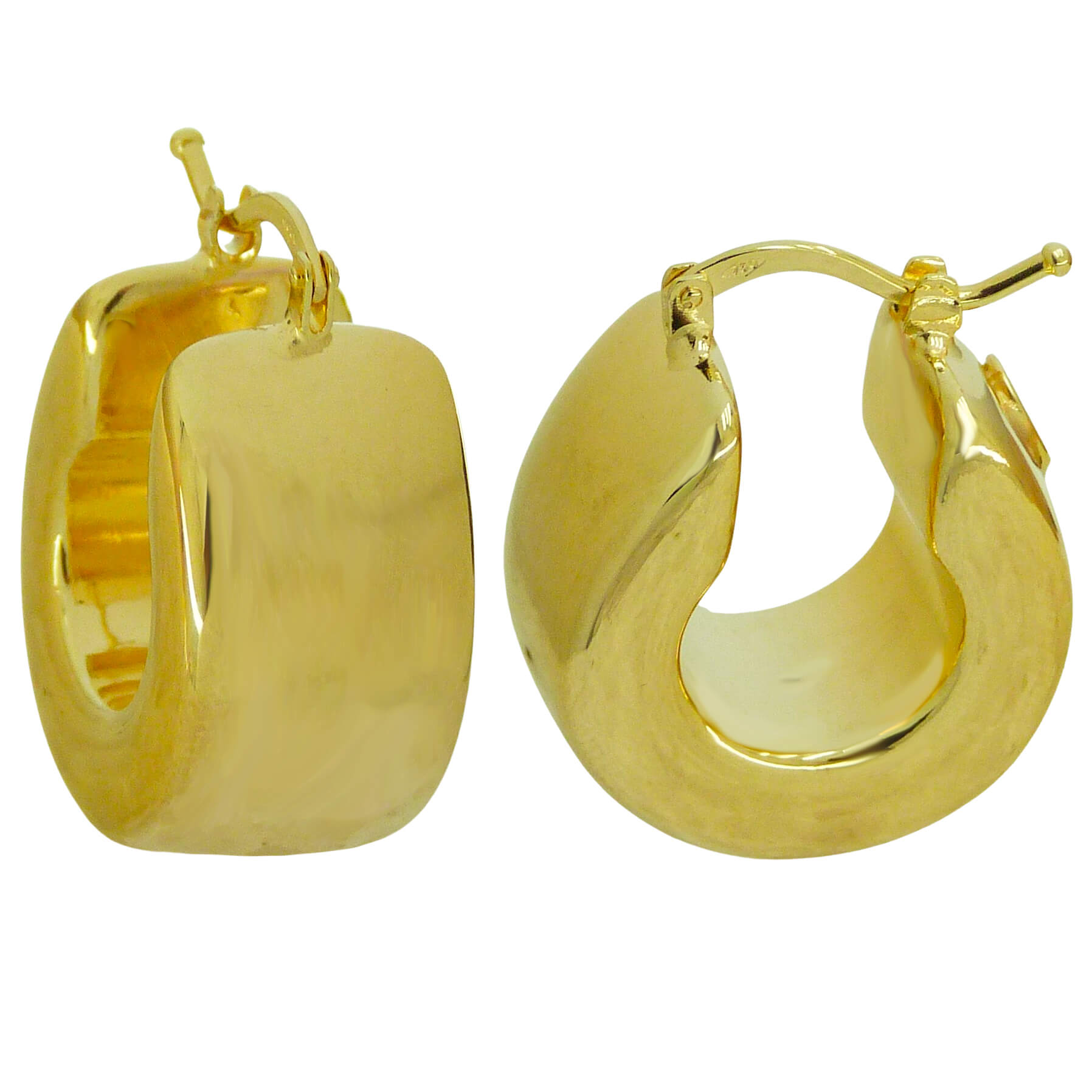 Pendientes de aro anchos lisos oro 18k