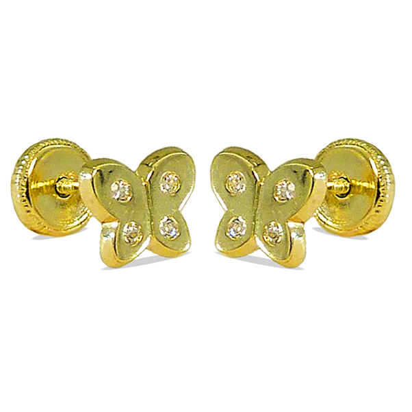 Pendientes mariposa brillo con circonitas 6x5mm. oro 18k