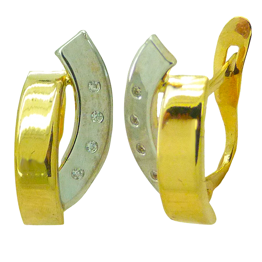 Pendientes bicolor con circonitas oro 18k