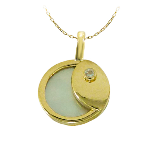 Gargantilla con colgante de nácar y circonita oro 18k
