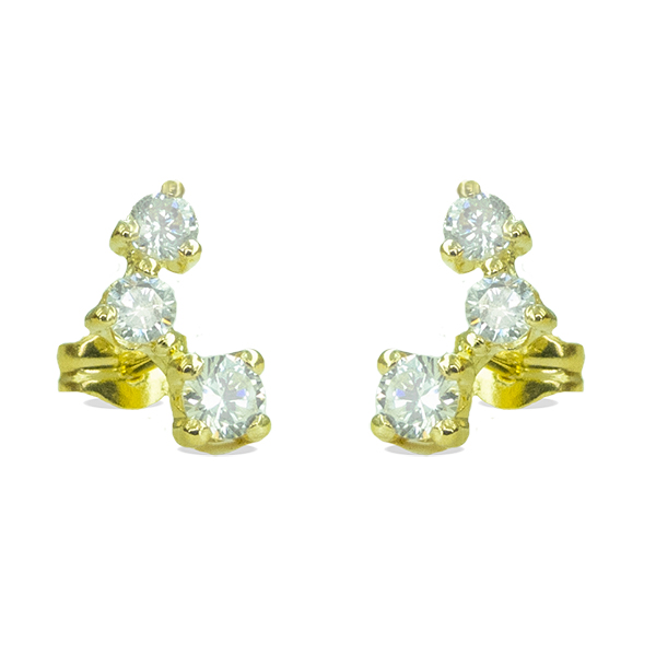 Pendientes brillo con circonitas 10mm oro 18k