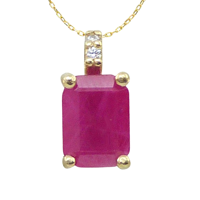Gargantilla rubí 4 garras y diamantes oro 18k
