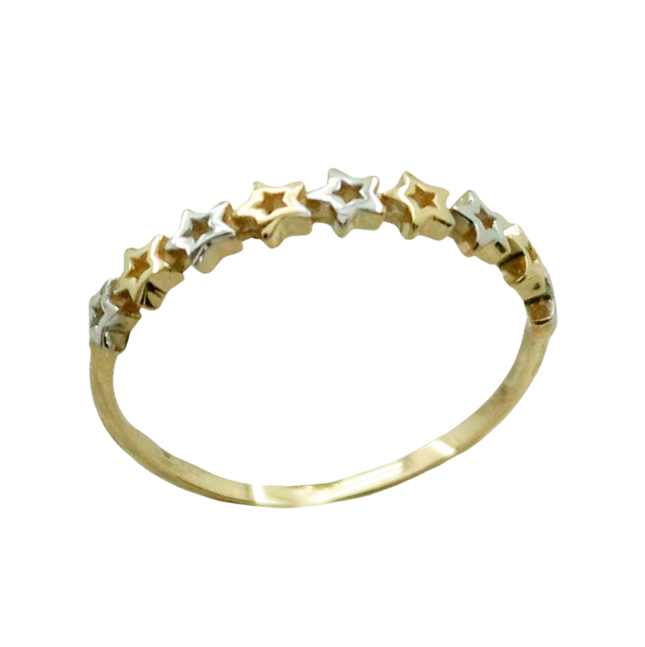 Sortija estrellas bicolor brillo oro 18k