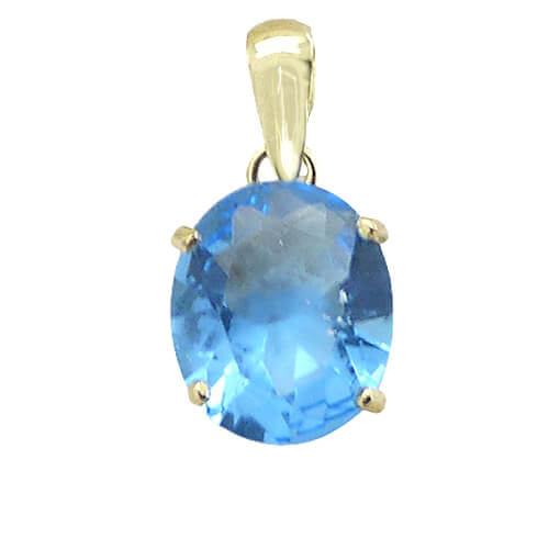 Colgante piedra oval color aguamarina garras oro 18k