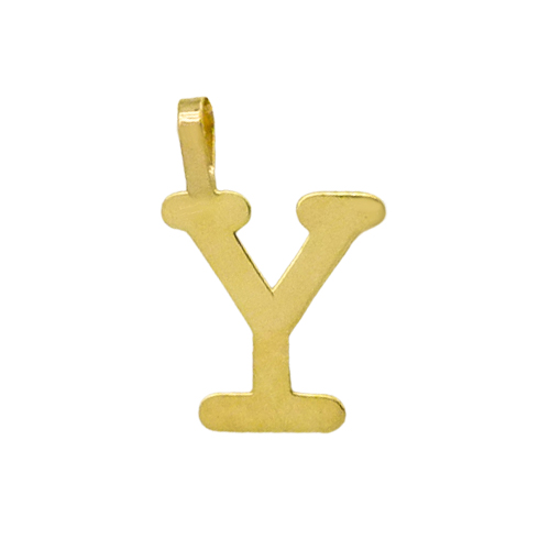 Colgante inicial brillo liso " Y "oro amarillo de 18k