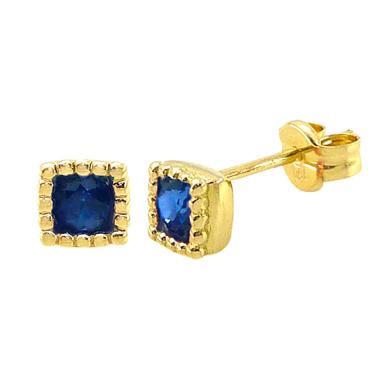 Pendientes cuadrados zafiro oro 18k