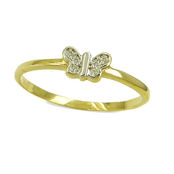 Anillo medida caña con mariposa oro 18k