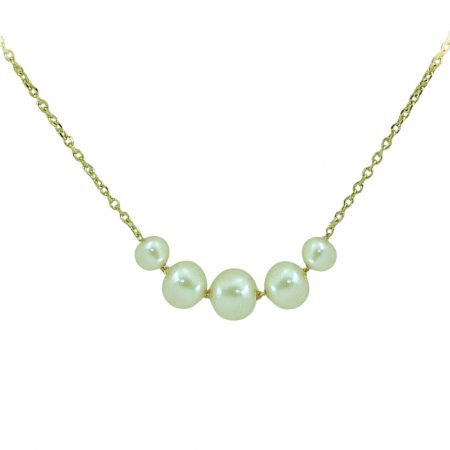 Gargantilla 5 perlas naturales oro 18k