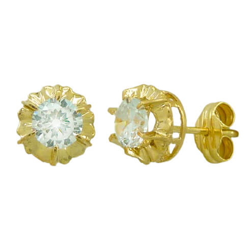 Pendientes circonita con garras oro 18k