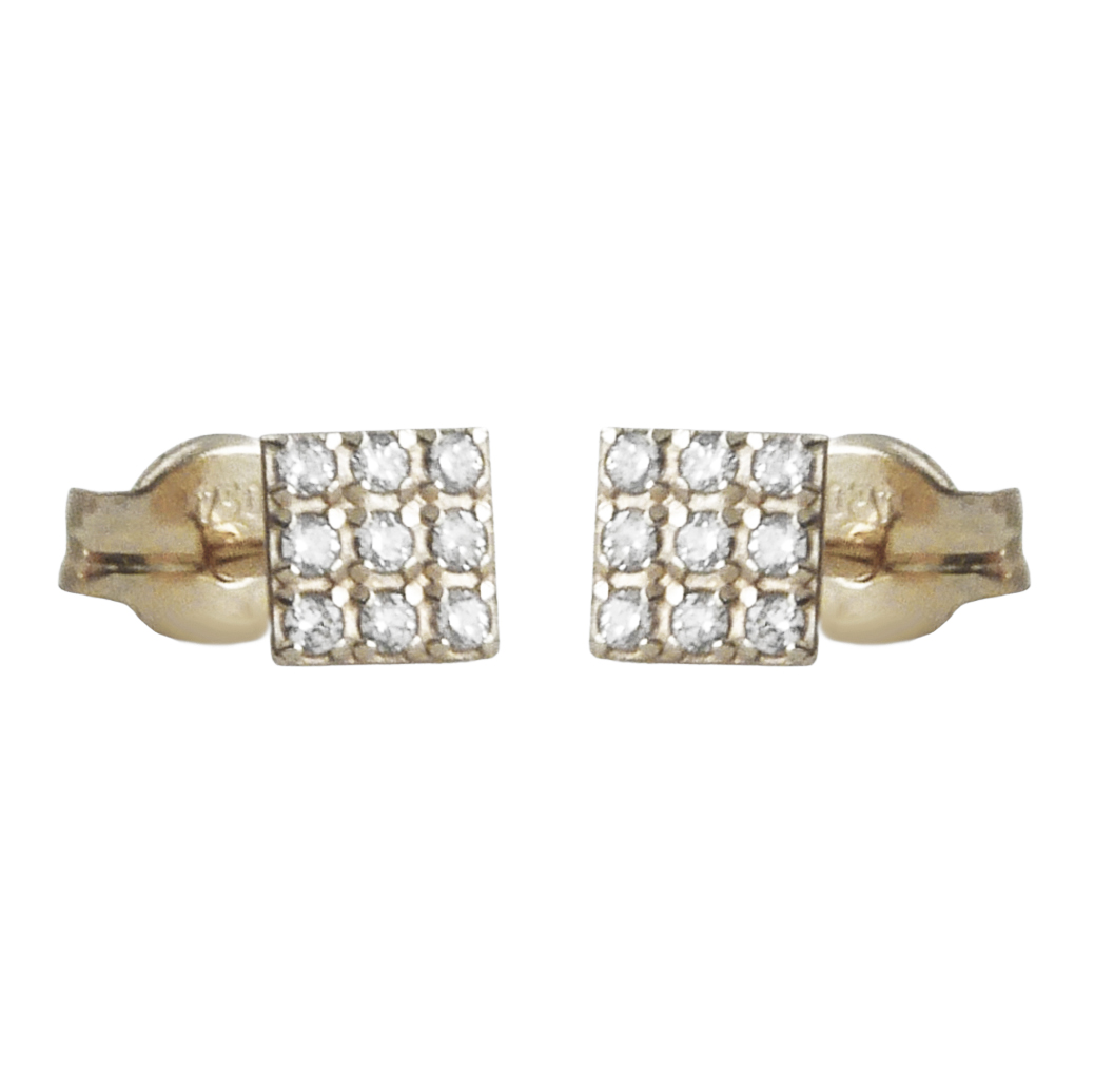 Pendientes cuadrados de circonitas oro blanco 18k