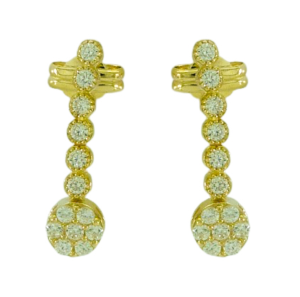 Pendientes alargados con circonitas oro 18k