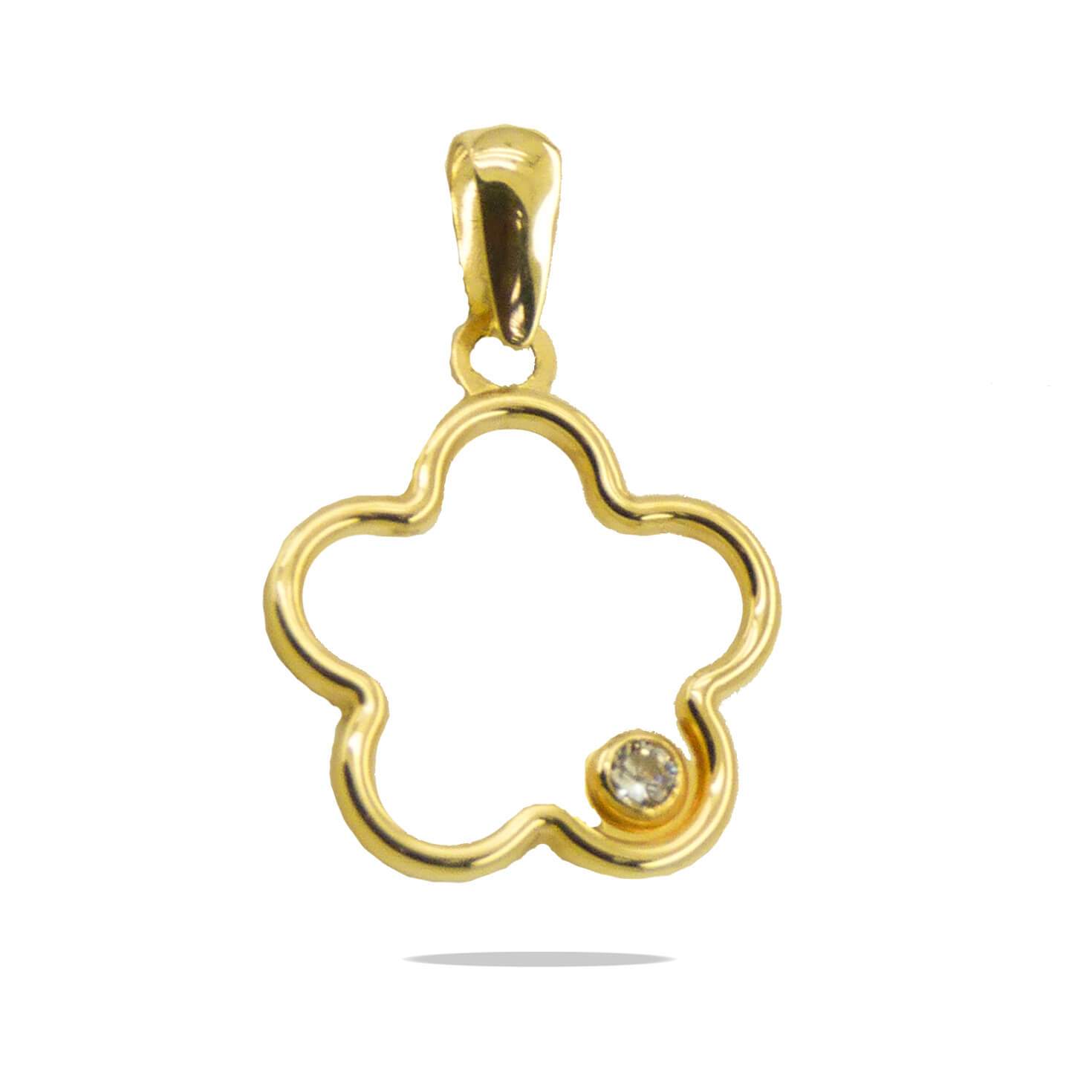 Colgante silueta en forma de flor brillo oro 18k