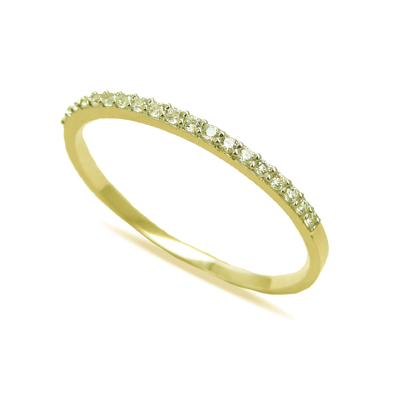 Sortija brillo liso circonitas oro 18k