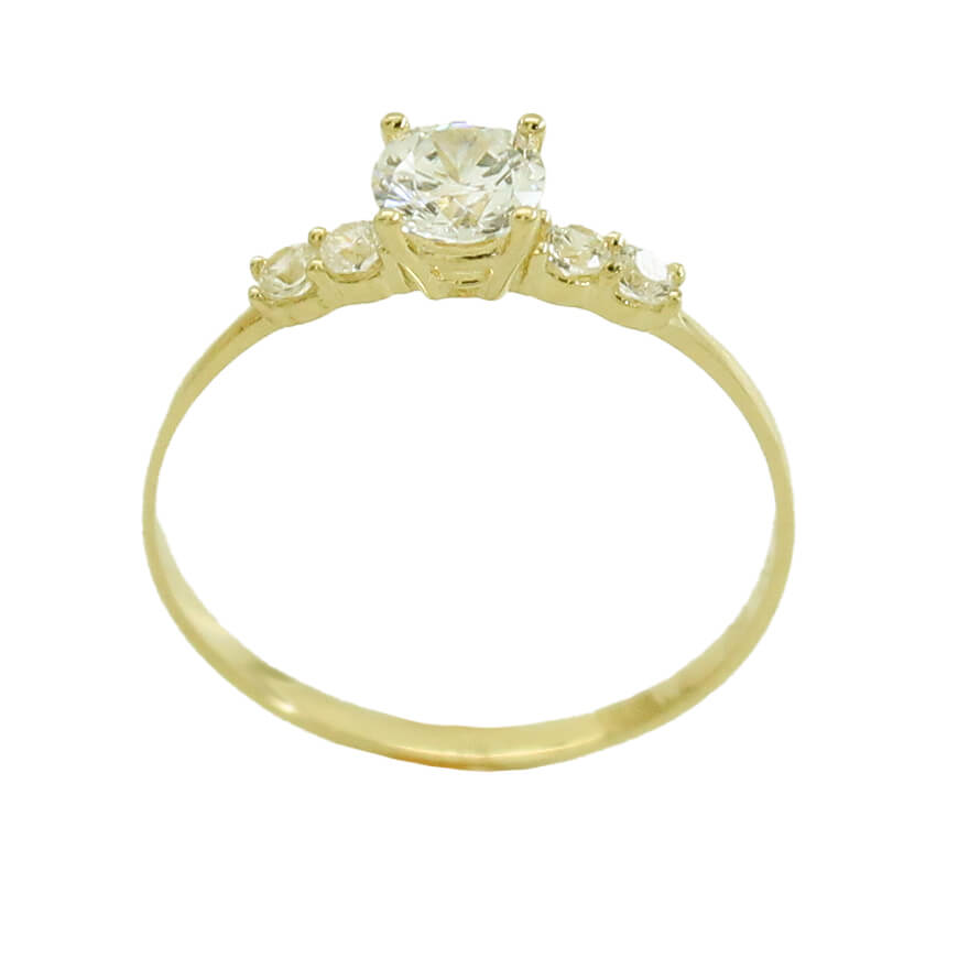 Sortija circonitas aro liso oro 18k