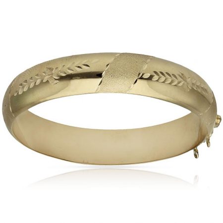 Pulsera grande 14mm. media caña tallada oro 18k