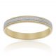 Alianza fina tallada bicolor brillo-mate 3mm. oro 18k