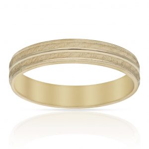 Alianza tallada brillo y mate 4mm. oro 18k
