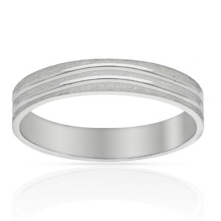 Alianza tallada ondas talladas brillo y mate 4mm. oro blanco 18k