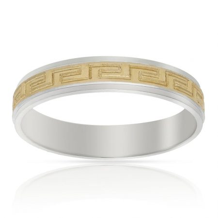 Alianza tallada en greco bicolor 4mm. oro 18k