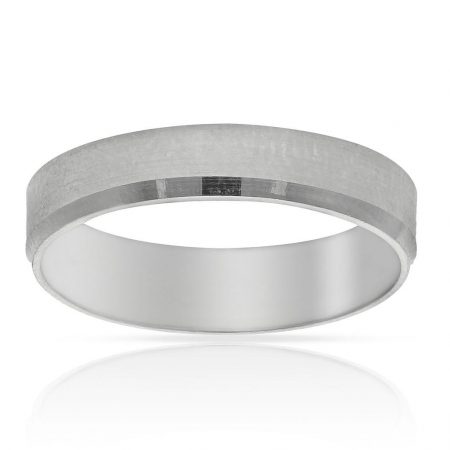 Alianza ancha brillo y mate 5mm. oro blanco 18k