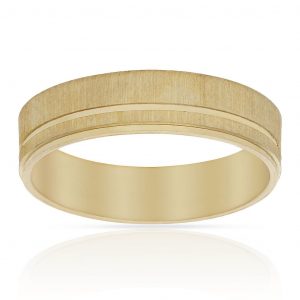 Alianza ancha tallada brillo y mate 5mm. oro 18k
