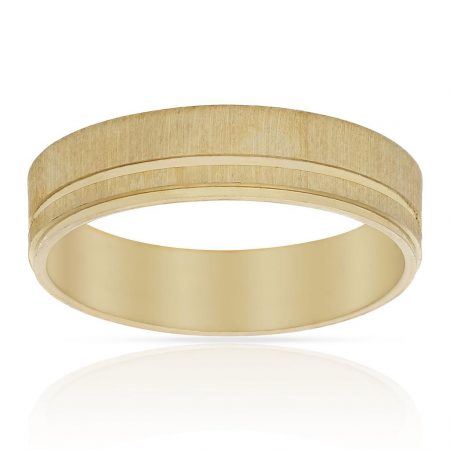 Alianza ancha tallada brillo y mate 5mm. oro 18k